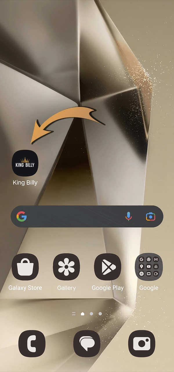 Find the King Billy app on the home screen and start playing.