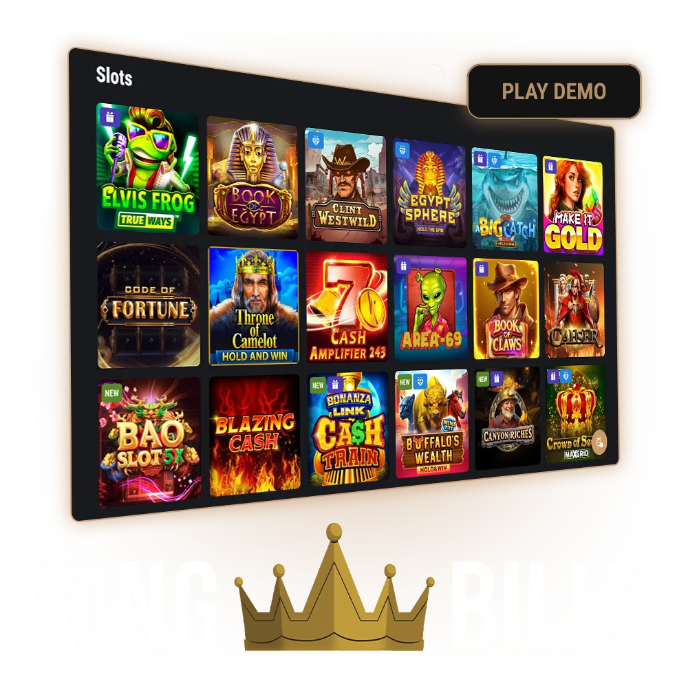 Enjoy slot games without spending money at King Billy Casino.