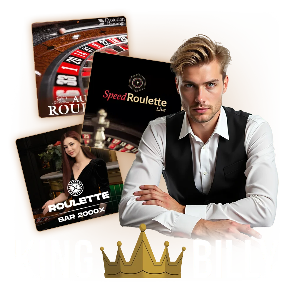 Play live roulette with a real dealer at King Billy Casino.