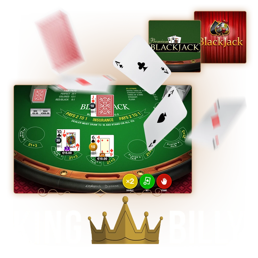 Enjoy online blackjack with King Billy.