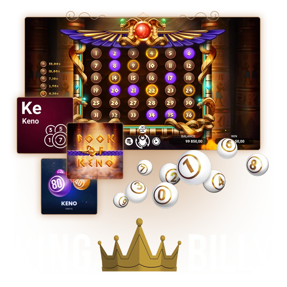 Play online keno on King Billy in Canada and win big.
