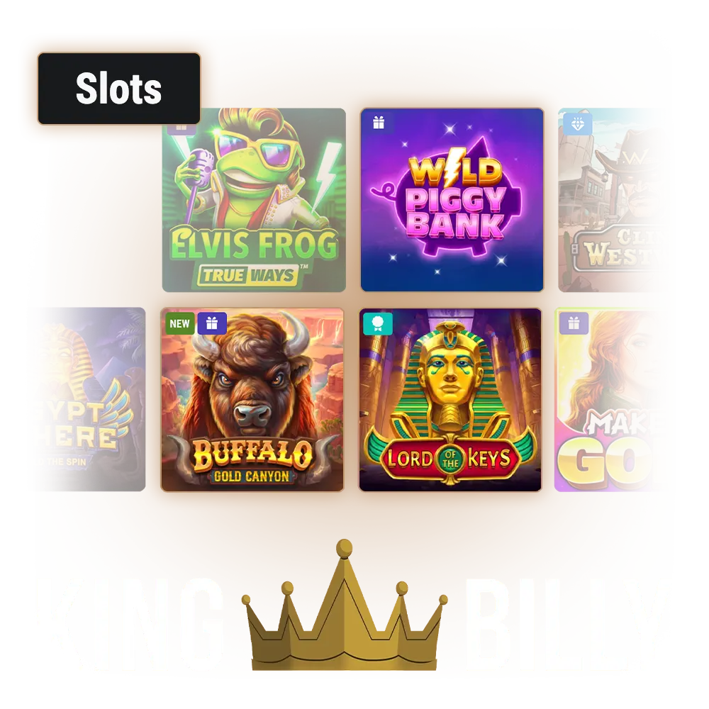 Play top slot games at King Billy Casino.