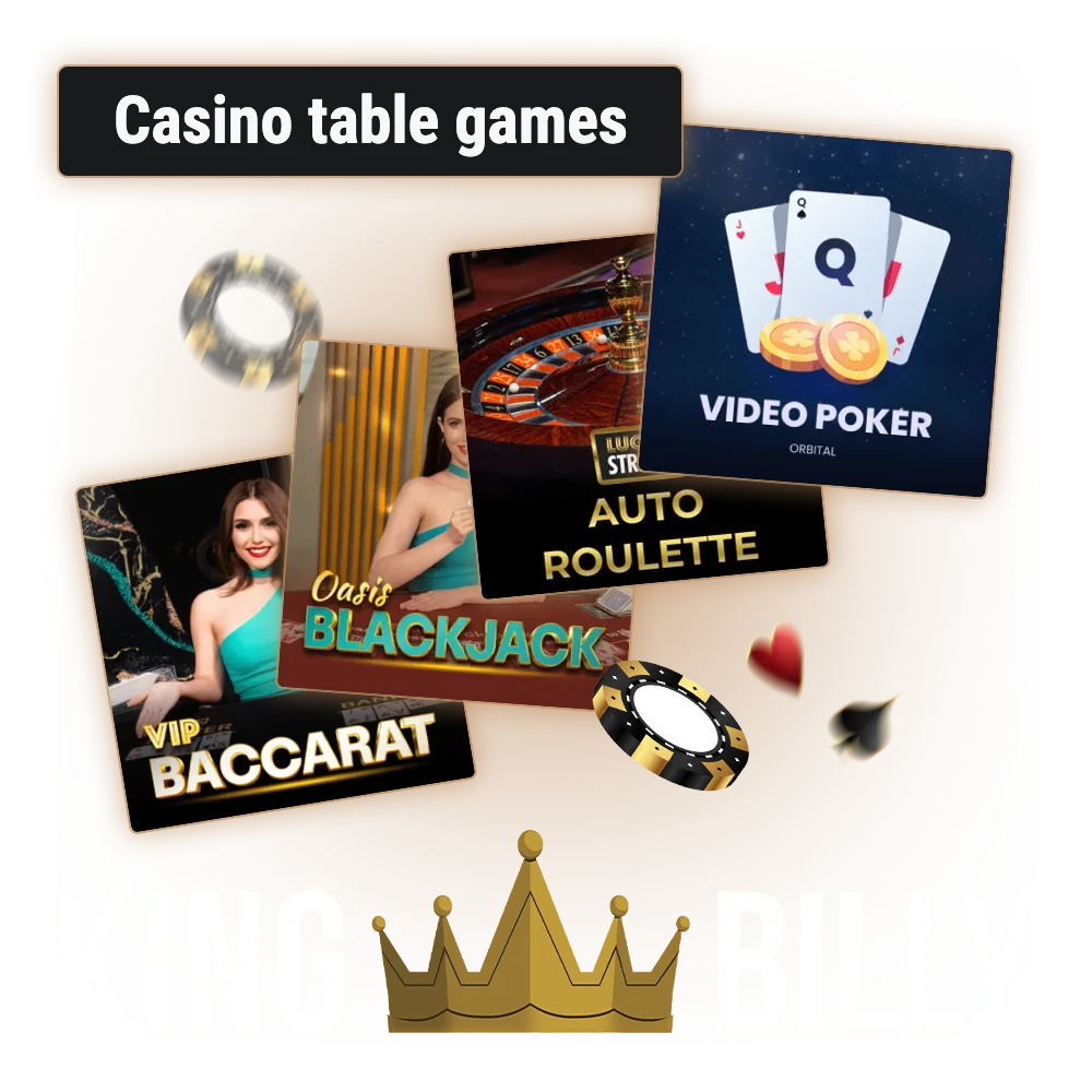 Find out which table games you can play at King Billy online casino.